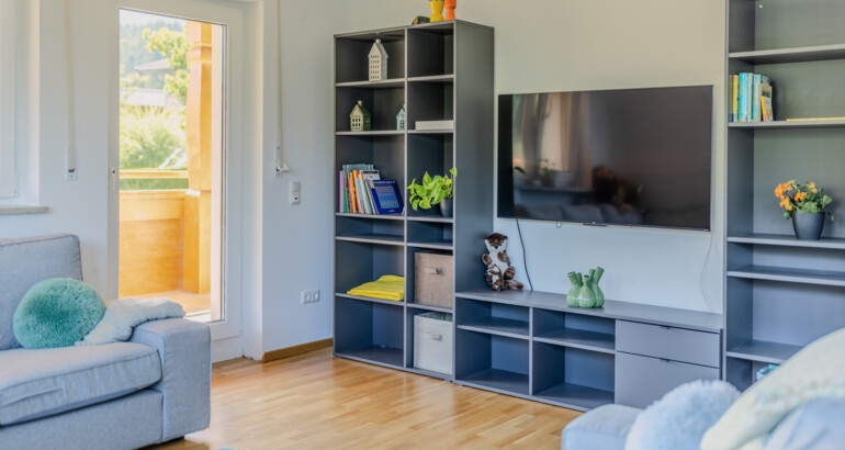 Wohnzimmer mit Bücherregal